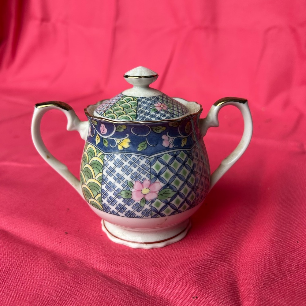 Elegant Floral Porcelain Sugar Bowl